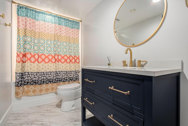 3365 Circle Dr, Saint Joseph, MI 49085 - full bath with vanity, marble finish flooring, and shower / bath combo