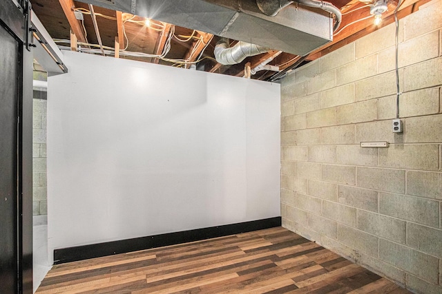 3365 Circle Dr, Saint Joseph, MI 49085 - unfinished basement with wood finished floors and concrete block wall