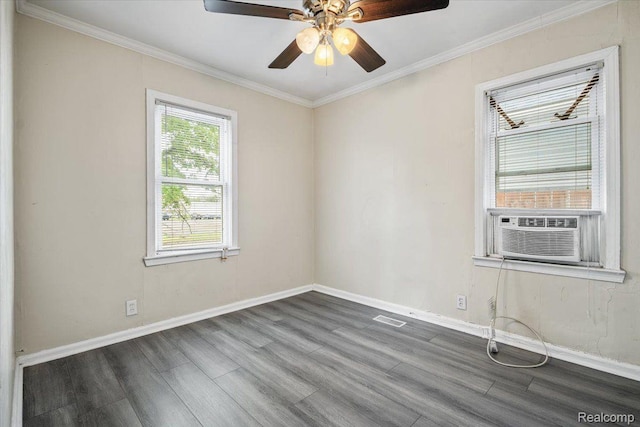 1771 E George Ave, Hazel Park, MI 48030 - spare room featuring wood finished floors, a ceiling fan, crown molding, and cooling unit