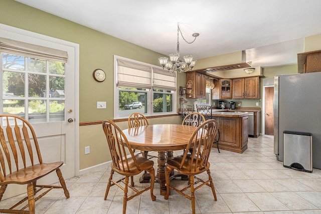 4650 Rollridge Ave, Kalamazoo, MI 49004 - dining space featuring a chandelier, plenty of natural light, and light tile patterned floors