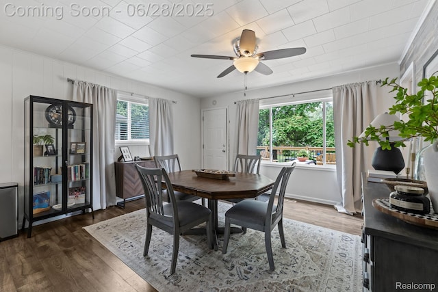 4860 Lindholm Dr, White Lake, MI 48383 - dining area with ceiling fan and wood finished floors