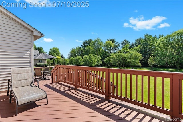 12366 Orchard Wood Dr, Fenton, MI 48430 - deck featuring a yard and outdoor dining space