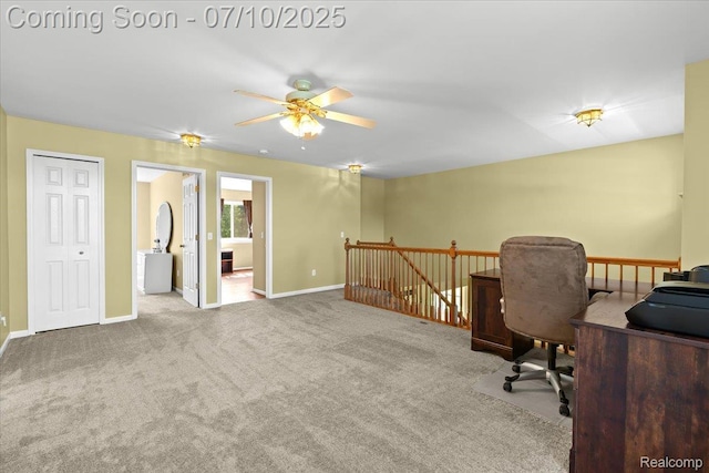 12366 Orchard Wood Dr, Fenton, MI 48430 - carpeted office featuring a ceiling fan and baseboards