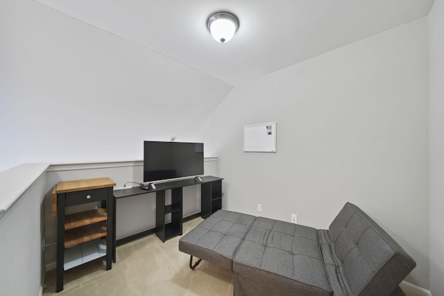 662 Village Ln, Milford, MI 48381 - home office featuring lofted ceiling and light colored carpet