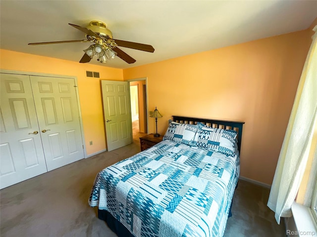 5580 Birch Ln, Davisburg, MI 48350 - carpeted bedroom featuring ceiling fan and a closet