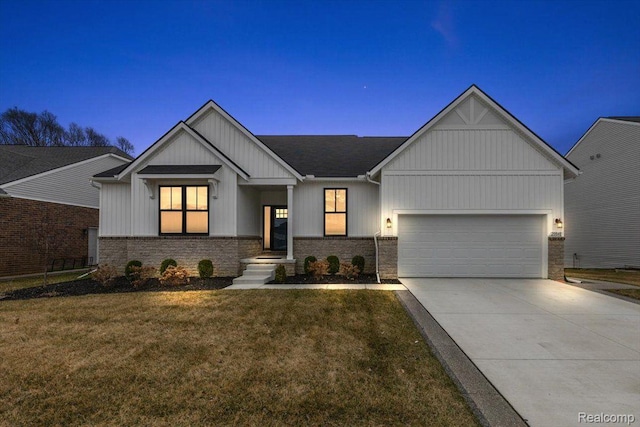 20848 Wexford Dr, Macomb, MI 48044 - view of front facade with an attached garage, a front yard, driveway, and a shingled roof
