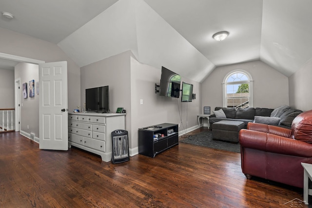 12449 Northway Pkwy, Freeland, MI 48623 - living area with lofted ceiling and dark wood-style floors