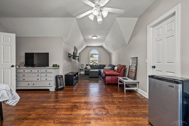 12449 Northway Pkwy, Freeland, MI 48623 - living room with ceiling fan, lofted ceiling, and wood finished floors