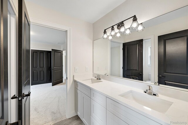 53650 Romeo Plank Rd, Macomb, MI 48042 - full bathroom featuring double vanity and wood finished floors