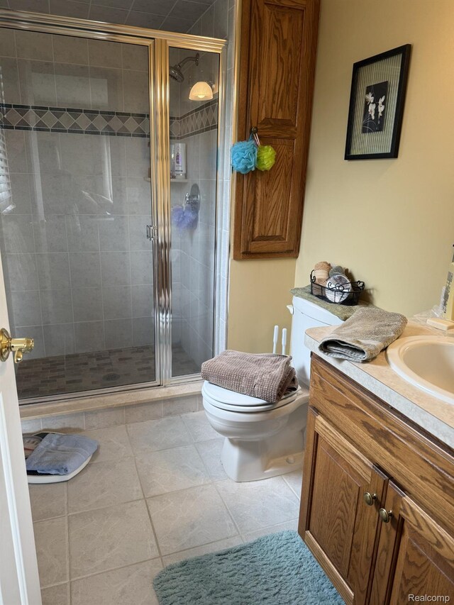 35851 Ireneus Dr, New Baltimore, MI 48047 - full bathroom featuring vanity, a stall shower, and tile patterned flooring