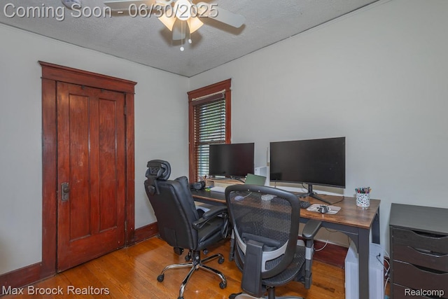 464 E Cambourne St, Ferndale, MI 48220 - office space with wood finished floors, a ceiling fan, and a textured ceiling