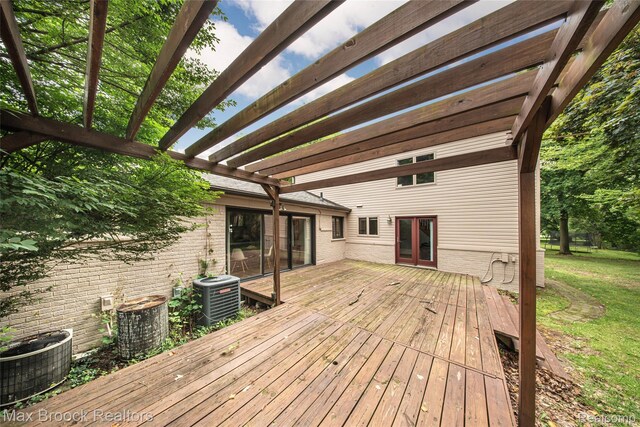 6730 Halyard Rd, Bloomfield Hills, MI 48301 - wooden deck with a pergola and french doors