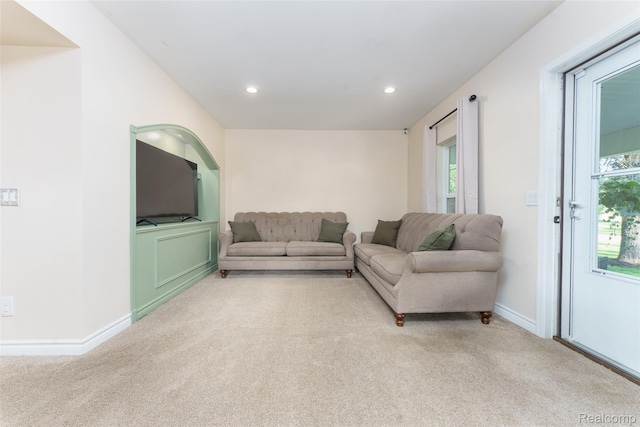 405 Garden Ln, Fowlerville, MI 48836 - living room with carpet floors and recessed lighting