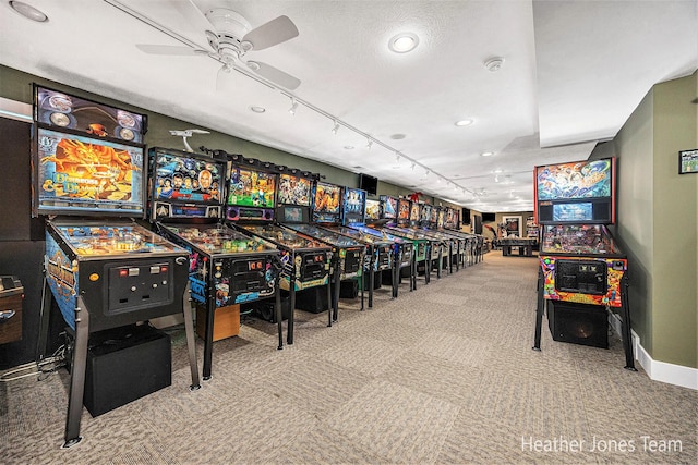 8035 Jericho Ave NE, Rockford, MI 49341 - playroom featuring carpet flooring, recessed lighting, and ceiling fan