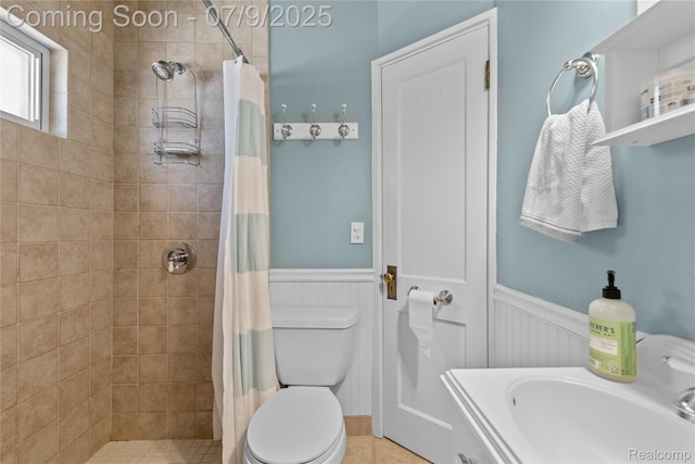 108 Highland Ave, Lake Orion, MI 48362 - bathroom with wainscoting and a tile shower