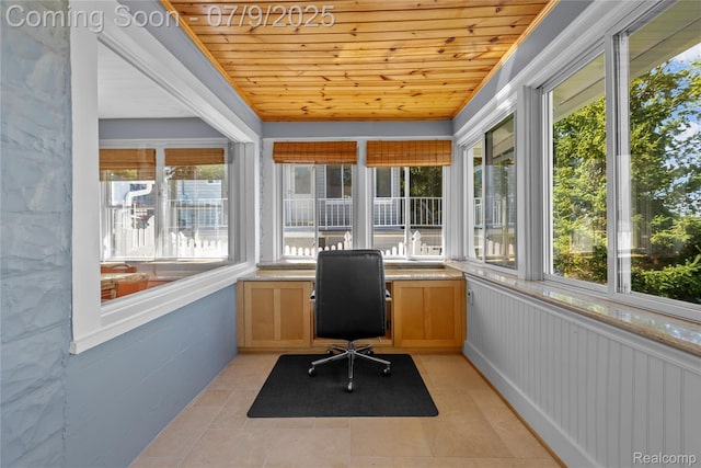 108 Highland Ave, Lake Orion, MI 48362 - home office with wooden ceiling and light tile patterned flooring