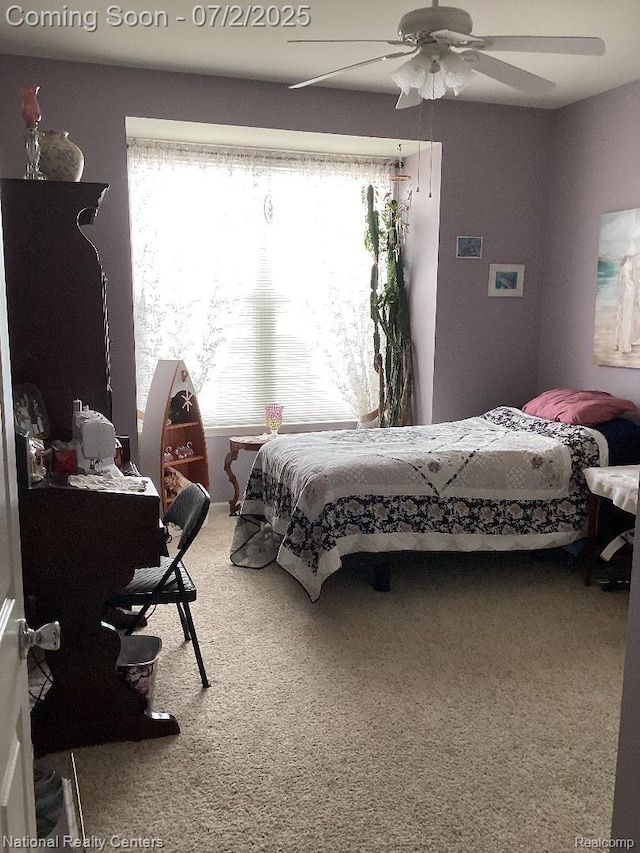 636 Zion Ct S, Howell, MI 48843 - bedroom with carpet flooring and ceiling fan