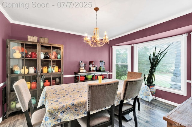 6611 Windmill Ln, West Bloomfield, MI 48324 - dining room with a chandelier, wood finished floors, and ornamental molding