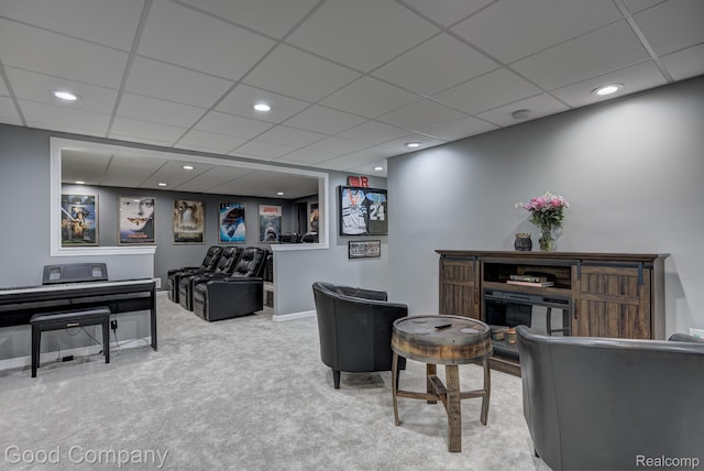 63705 Monticello E, Washington, MI 48095 - living area featuring a drop ceiling, carpet, and recessed lighting