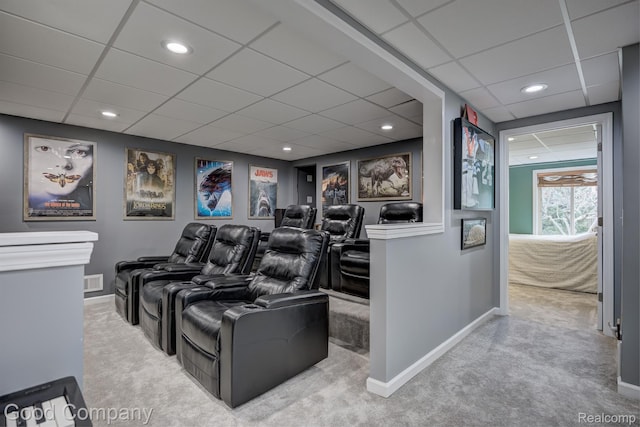 63705 Monticello E, Washington, MI 48095 - home theater room featuring a drop ceiling, carpet, and recessed lighting