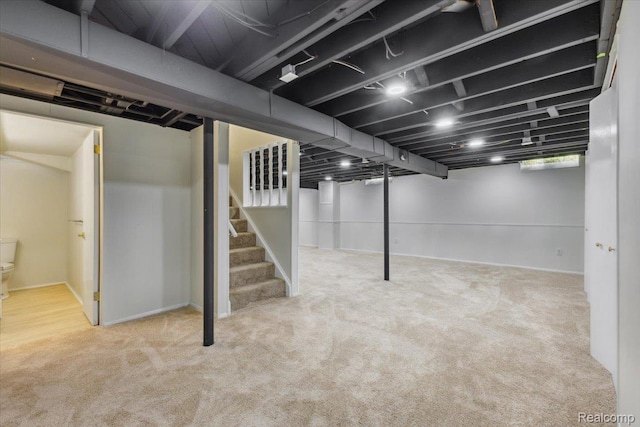 28230 Sutherland Dr, Warren, MI 48088 - below grade area with carpet floors and stairs