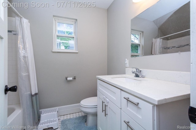 1424 Lakepointe St, Detroit, MI 48230 - full bath featuring vanity, shower / tub combo with curtain, and tile patterned floors