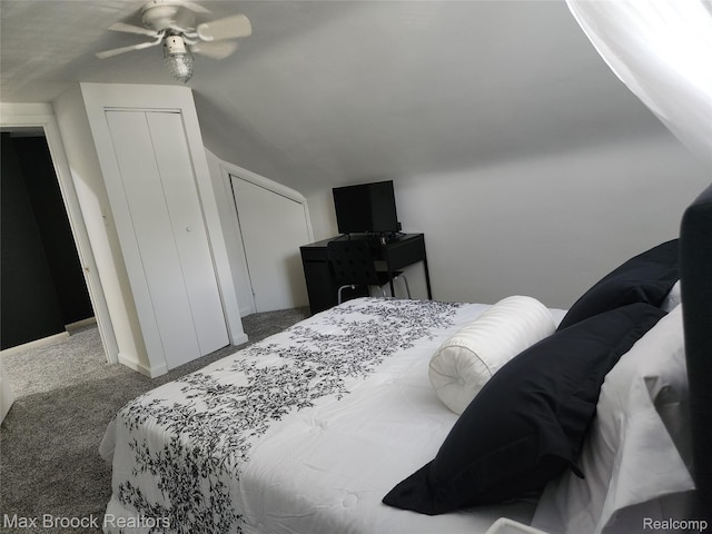 3705 Sancroft Ave, West Bloomfield, MI 48324 - bedroom with carpet floors, a closet, ceiling fan, and vaulted ceiling
