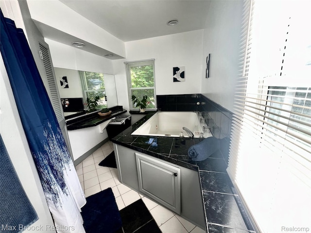 3705 Sancroft Ave, West Bloomfield, MI 48324 - full bathroom with a jetted tub, tile patterned floors, and vanity