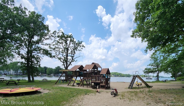 3705 Sancroft Ave, West Bloomfield, MI 48324 - view of play area featuring a yard and a water view
