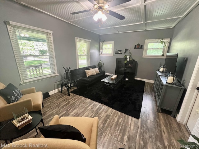 3705 Sancroft Ave, West Bloomfield, MI 48324 - living area featuring wood finished floors, plenty of natural light, and ceiling fan