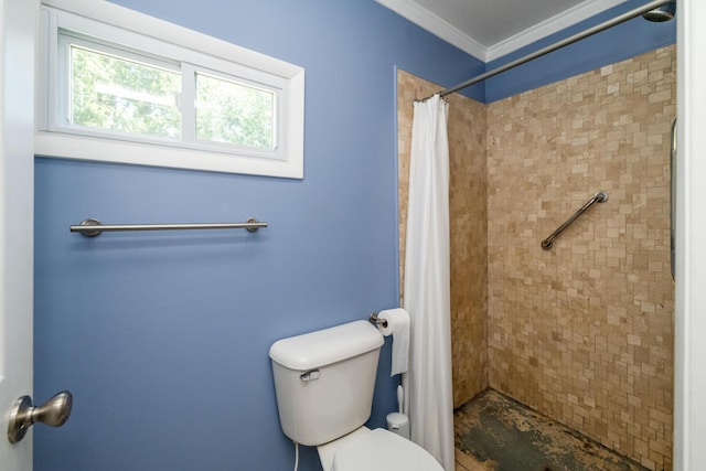 3813 Green Acre Dr, Saint Joseph, MI 49085 - bathroom with tiled shower and ornamental molding