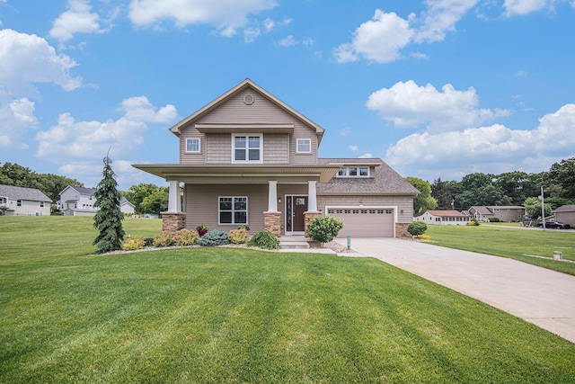 2807 Bartlett Rd, Pleasant Lake, MI 49272 - view of front of property featuring concrete driveway, a front yard, and covered porch