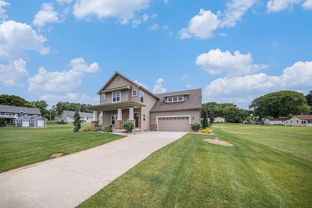2807 Bartlett Rd, Pleasant Lake, MI 49272 - view of front of house with a front lawn, driveway, a garage, and a porch