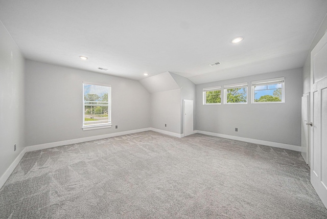 2807 Bartlett Rd, Pleasant Lake, MI 49272 - additional living space featuring light carpet, vaulted ceiling, and recessed lighting