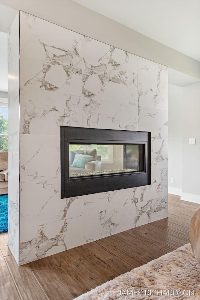 12974 Boulderway Trl, Grand Haven, MI 49417 - detailed view of wood finished floors and a premium fireplace