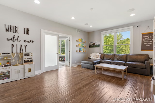 12974 Boulderway Trl, Grand Haven, MI 49417 - living area with plenty of natural light, wood-type flooring, and recessed lighting