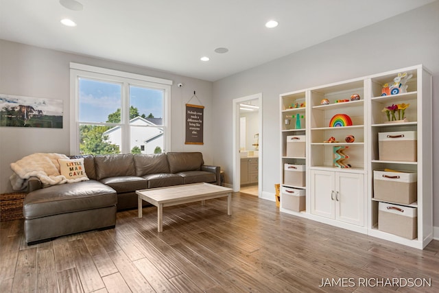 12974 Boulderway Trl, Grand Haven, MI 49417 - living room with hardwood / wood-style floors and recessed lighting