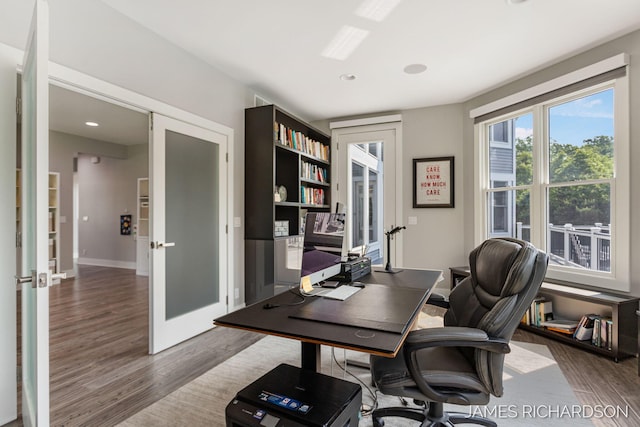 12974 Boulderway Trl, Grand Haven, MI 49417 - office featuring wood finished floors and recessed lighting
