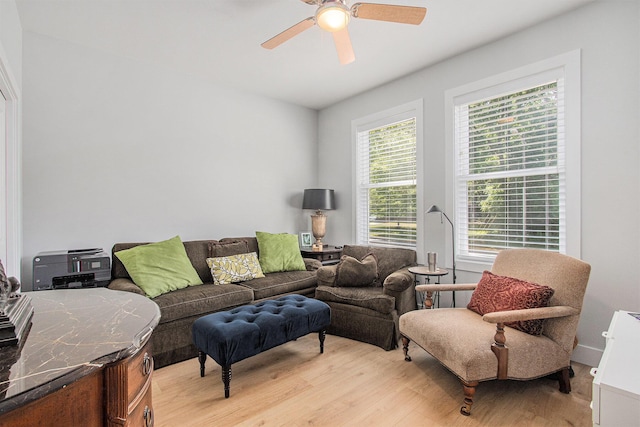 765 S Haven Pl, South Haven, MI 49090 - living room featuring light wood-style floors and a ceiling fan