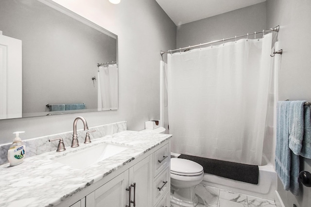 765 S Haven Pl, South Haven, MI 49090 - bathroom with vanity, marble look tiles, and shower / bath combo with shower curtain