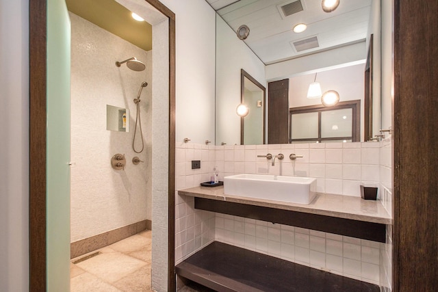 7085 Youngren Rd, Three Oaks, MI 49128 - bathroom with tasteful backsplash and a shower