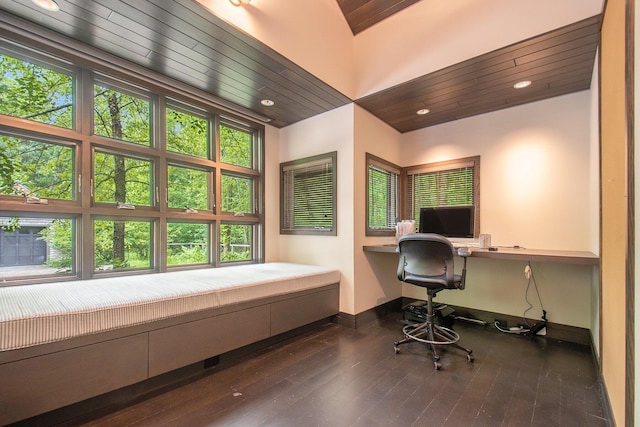 7085 Youngren Rd, Three Oaks, MI 49128 - office space featuring wood-type flooring, wooden ceiling, and recessed lighting