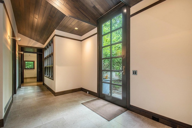 7085 Youngren Rd, Three Oaks, MI 49128 - entryway featuring wooden ceiling and vaulted ceiling