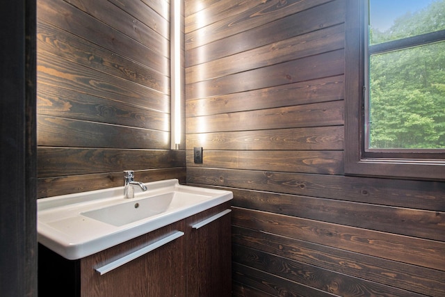 7085 Youngren Rd, Three Oaks, MI 49128 - bathroom with wood walls and vanity