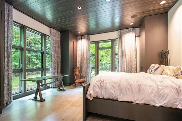 7085 Youngren Rd, Three Oaks, MI 49128 - bedroom featuring recessed lighting, multiple windows, and wood ceiling