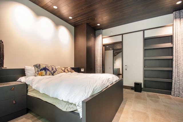 7085 Youngren Rd, Three Oaks, MI 49128 - bedroom with wood ceiling and recessed lighting