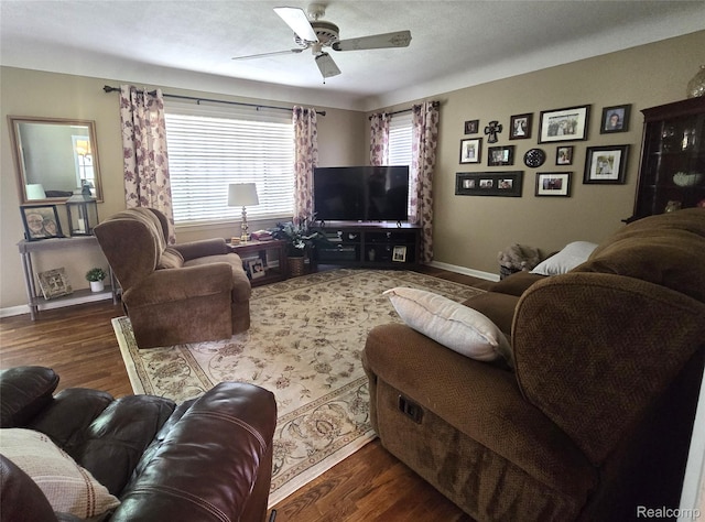 11019 Washington Ave, Mount Morris, MI 48458 - living room with a ceiling fan and wood finished floors