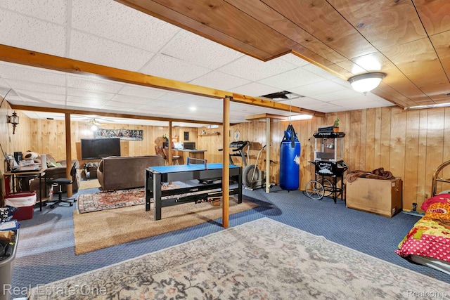 2308 Kipling Dr, Sterling Heights, MI 48310 - finished below grade area with carpet floors and wood walls
