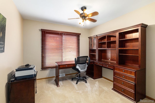3349 Shimmons Rd, Auburn Hills, MI 48326 - office with a ceiling fan and light colored carpet