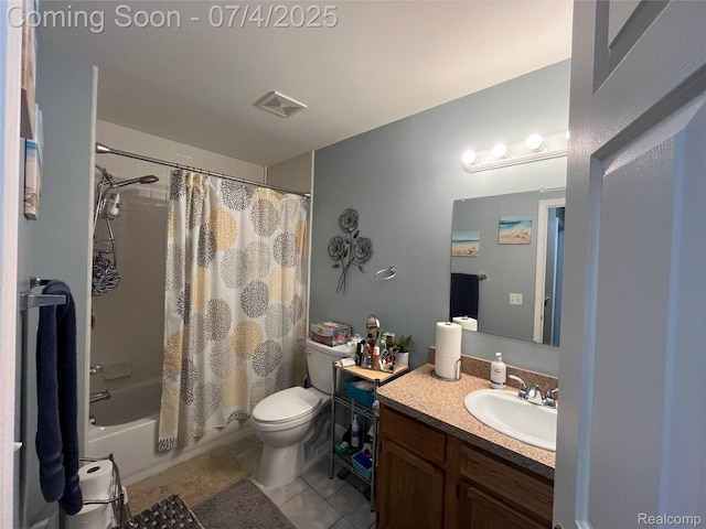 19754 E 14 Mile Rd, Roseville, MI 48066 - full bathroom with vanity, tile patterned flooring, and shower / bath combo